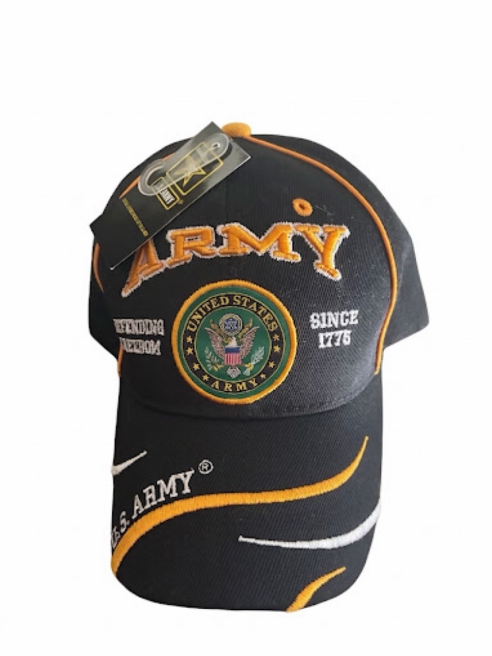 Adult Military U.S. Army With Seal Defending Freedom Adjustable Black Hat NWT’S